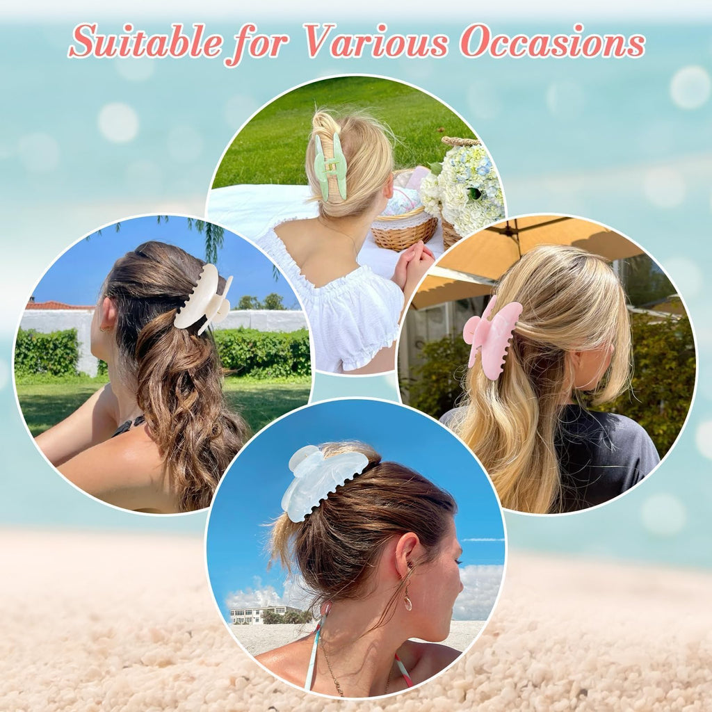 6 Pack Hair Claw Clips for Women - Large Non-Slip Claws for Thick Thin Hair, Cute Hair Barrettes Elegant & Durable, Fashion Hair Accessories Stylish Jaw Clips for Girls Gift(Assorted Colors)
