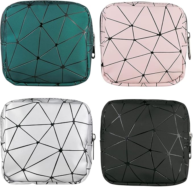 Sanitary Napkin Storage Bags 4 Pcs Menstrual Cup Pouches Nursing Pad Holder Tampon Bags Portable Period Kit Bag Feminine Product Pouch for Girls for Pads and Tampons with Zipper