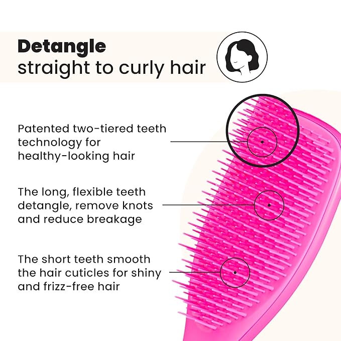 Tangle Teezer Ultimate Detangler Brush, Straight to Wavy, Runway Pink