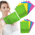 Tatuo 12 Pack Korean Exfoliating Mitt & Cloth, Viscose Rayon Dead Skin Remover Washcloth, Multi Color Body Scrub Towel for Shower Spa Travel(Large,Yellow, Green, Blue, Pink)