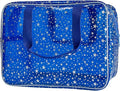 TotePrint Dark Blue Clear Star Large Cosmetic Bag and Travel Pouch with Handle,Durable Material,Zipper Design-Ideal for Makeup,Travel Essentials (Dark Blue)