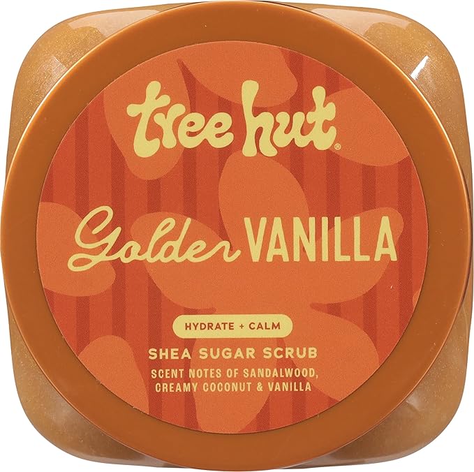 Tree Hut Golden Vanilla Body Scrub, Exfoliating Sugar Scrub, Vegan, 18 Oz