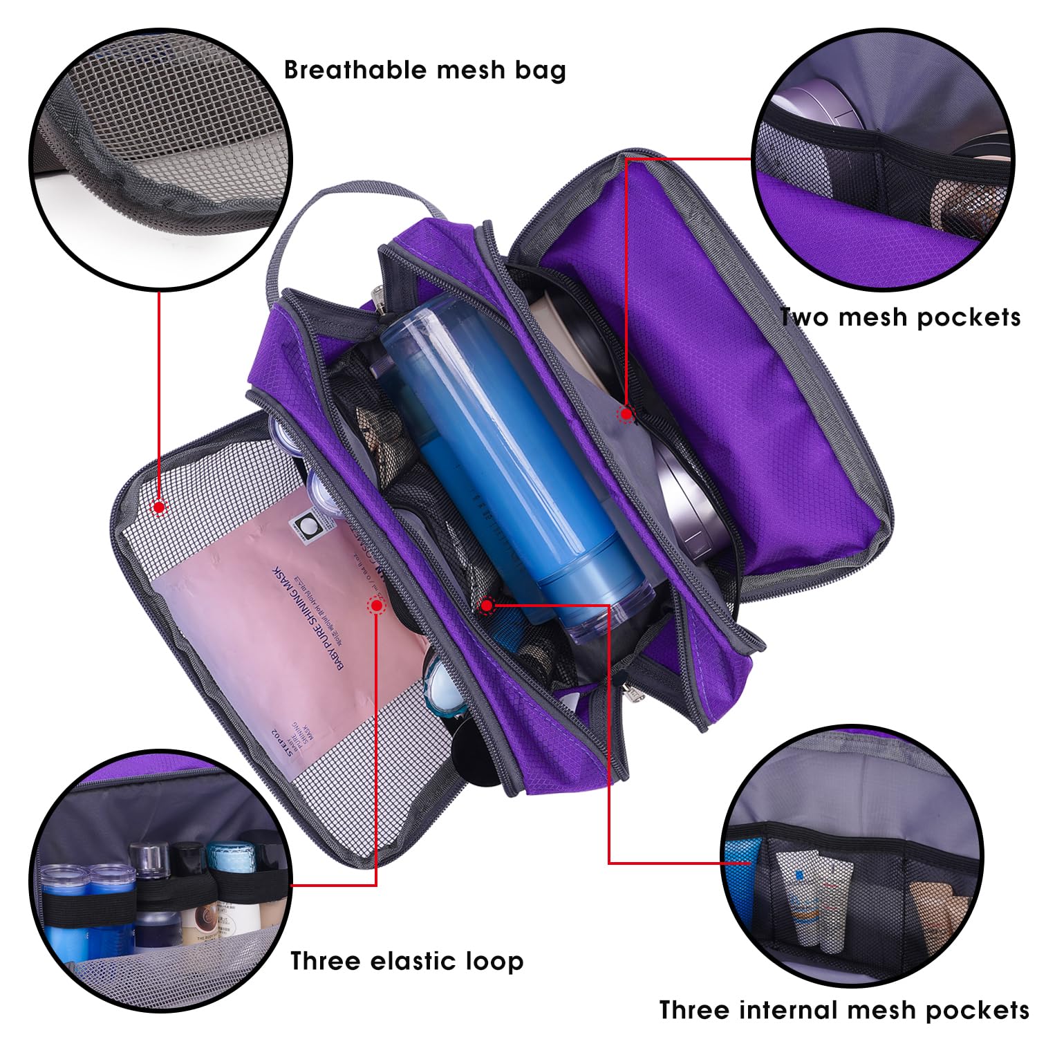 WANDF Travel Toiletry Bag for Men, Small Dopp Kit for Toiletries