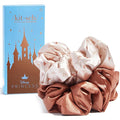 Kitsch & Disney Satin Scrunchies for Women - No Crease Hair Ties for Girls | Big Scrunchies with All Hair Types and Textures, Perfect for Day or Night - 2 Pcs, Desert Crown