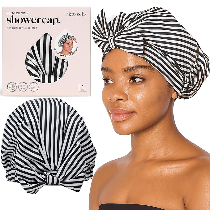 Kitsch Luxury Large Shower Cap for Women - Stripe