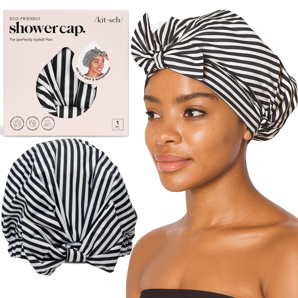 Kitsch Luxury Large Shower Cap for Women - Palm Leaves