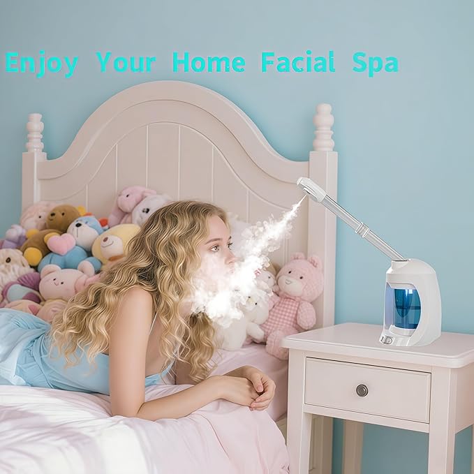 Facial Steamer, Nano Ionic Face Steamer for Facial Deep Cleaning, Hair Steamer Facial Steamer Professional, Facial Steamers for Home Facial Spa, White