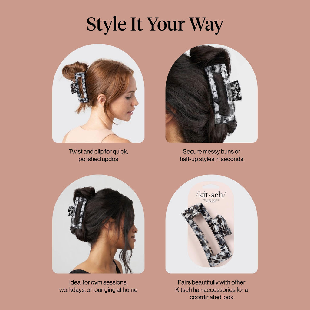 Kitsch Jumbo Hair Clip for Women – Recycled Plastic Hair Claw Clip - All-Day Strong Hold, Durable Non-Slip Grip for Thick & Thin Hair - Black, 1pc