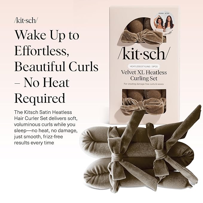 Kitsch Velvet Heatless Curls Overnight Set - Eucalyptus