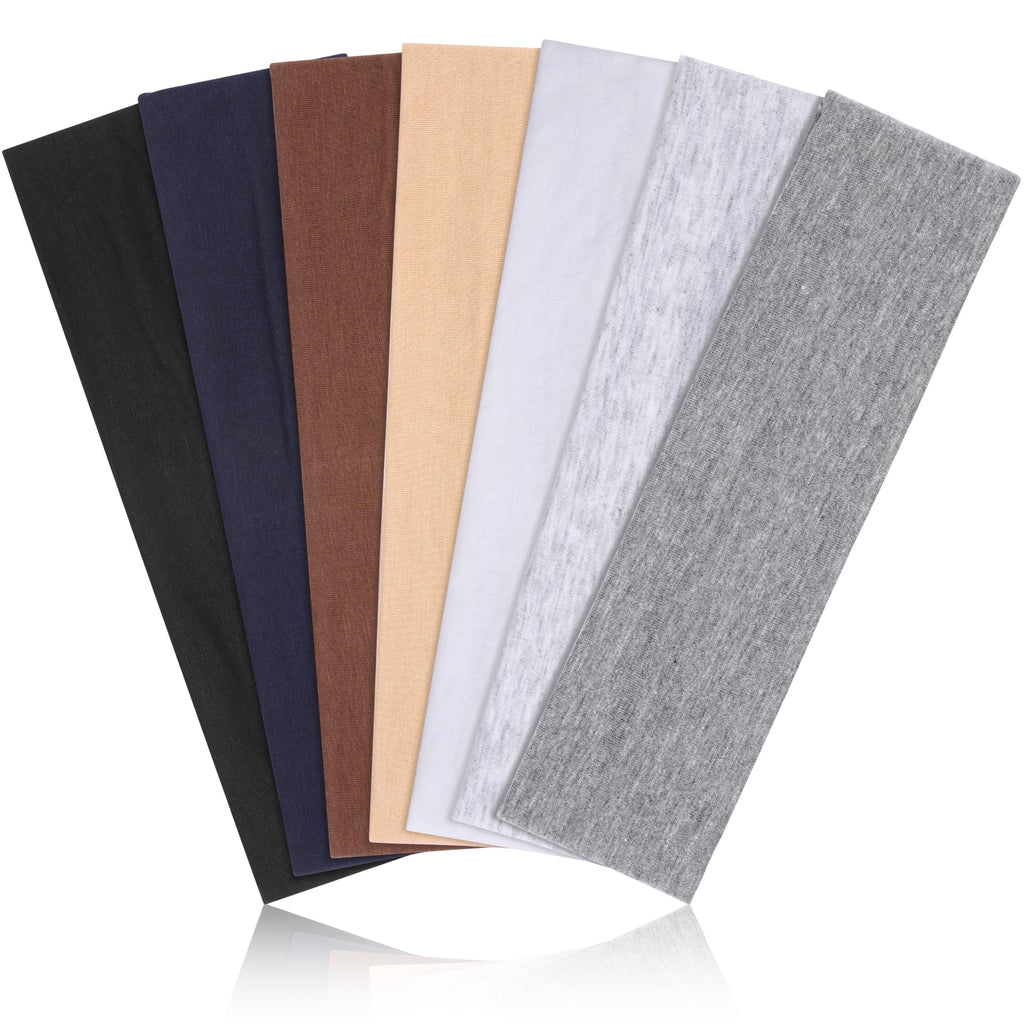 DiyJibb Headbands for Women, Stretchy Non Slip Soft Cotton Cloth Hair Bands for Sports, Workout, Yoga and Running, 7pcs