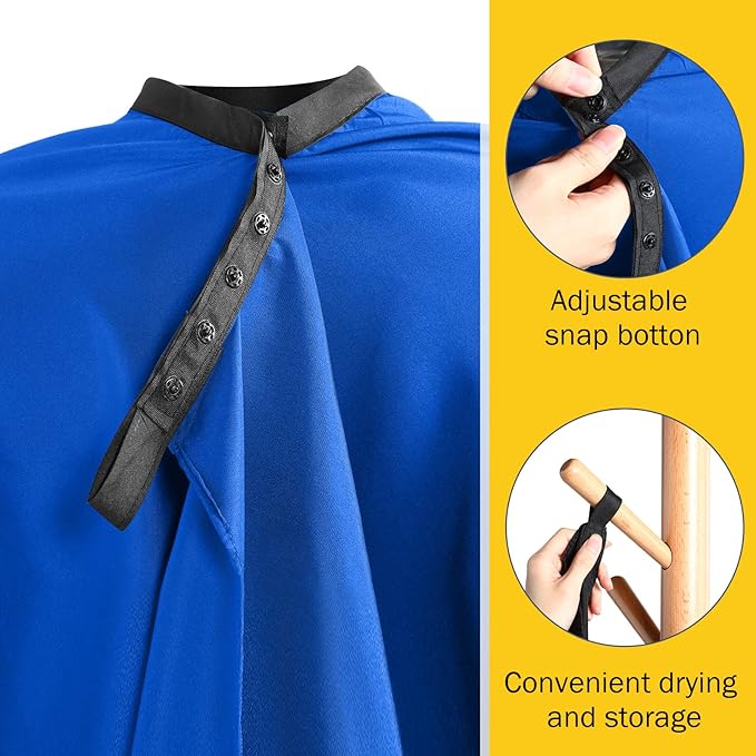 Wesiti Pcs Barber Cape 64 x 56'' Large Waterproof Hair Cutting Salon Cape Adjustable Snaps for Hair Dye Salon Stylist Supplies(Blue,12)