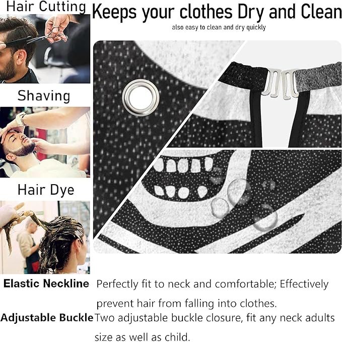 visesunny Barber Cape Calico Jack Pirate Flag Leather Texture Polyester Hair Cutting Salon Cape Apron Anti-Static Haircut Water-Resistant Shaving Cloth Beard Shaving Bib Hairdressing Cape