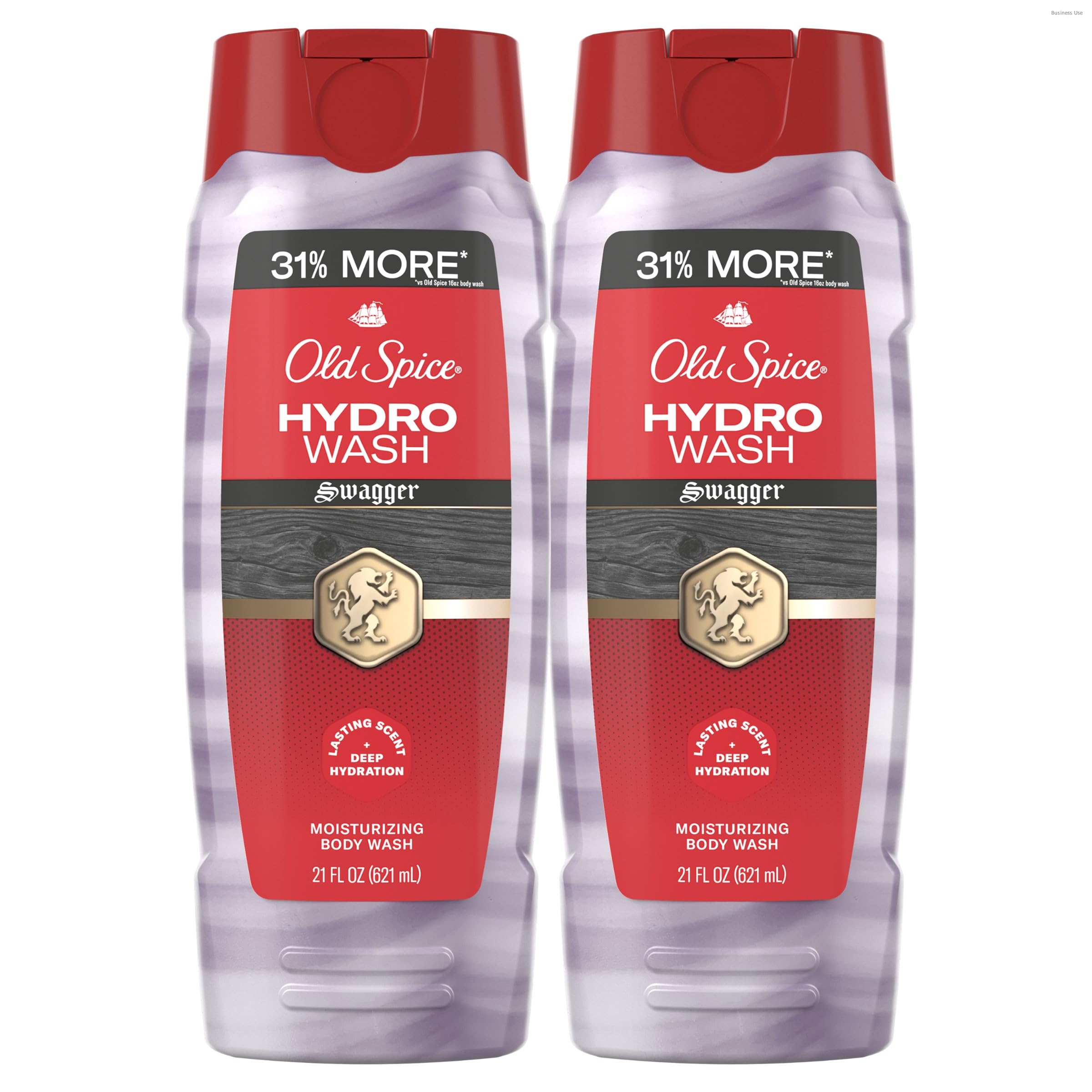 Old Spice Moisturizing Body Wash for Men, Hydro Wash, 2-in-1 Long Lasting Scent & Deep Hydration, 24/7 Shower Fresh, Swagger Scent, 21 oz (Pack of 2)