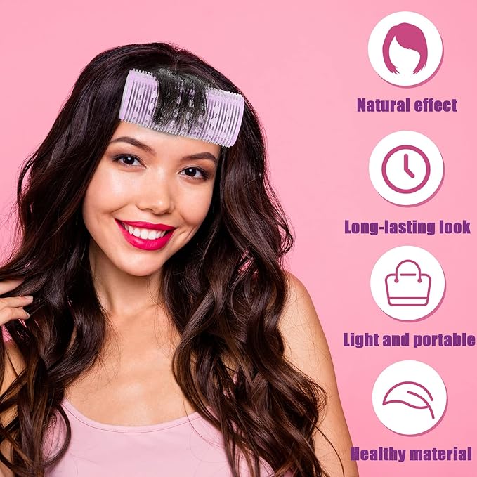 WILLBOND 4 Pcs Long Hair Rollers for Bangs Aluminum Core Curlers Thermal Self Grip Roller for Long and Medium Hair Women Hairstyle(4.7 x 2 Inch,Purple)