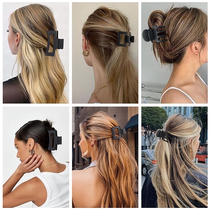 SMKSL 3 Styles Hair Clips for Women Small Medium Big Claw Clips for Thin Thick Hair 12 Pcs Hair Claw Clips Hair Clips Combination Hair Accessories for Women (Black)
