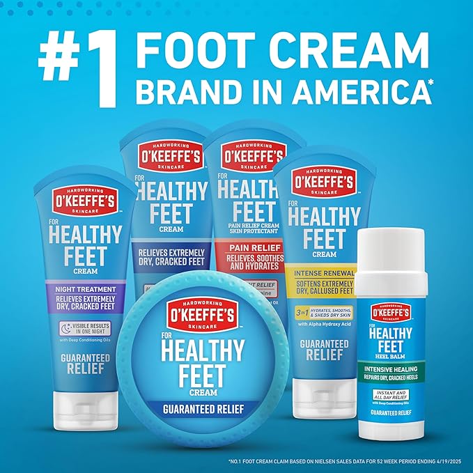 O'Keeffe's for Healthy Feet Intense Renewal Cream with Urea & Alpha Hydroxy Acid - 3 oz Tube (1 Pack) - Chemically Exfoliates and Softens Extremely Callused, Dry Feet