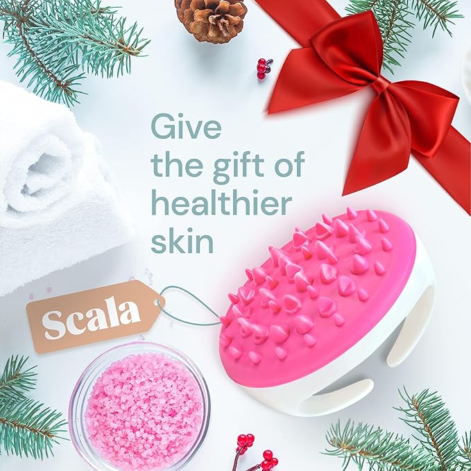 Scala Cellulite Massager Silicone, Bath Scrubber for Smoother Skin Pink
