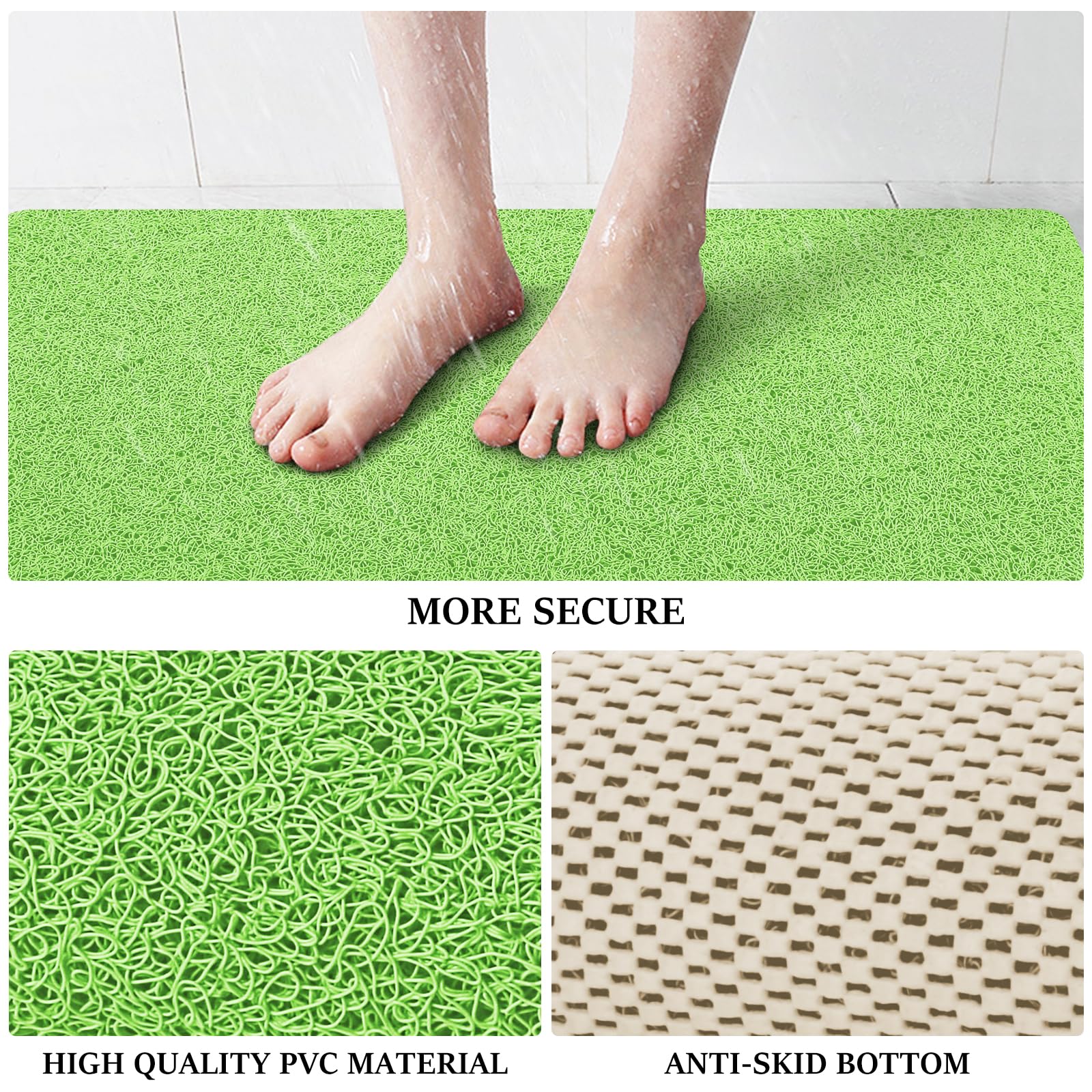LuxStep Shower Mat Bathtub Mat Non-Slip Bath Mat with Drain, Quick Drying
