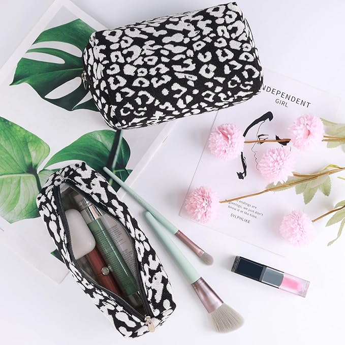 Gocvo 3 Pcs Makeup Bag Cosmetic Bag Set for Girls Women Travel Organizer Bathroom Toiletry Pouch Large Capacity Storage Bag (Black-2)