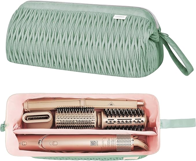 Leudes Dy son Travel Case for Shark Hair Dryer Airstraight Flex Style Hair Attachment Tool Organizer Accessories Air Wrap Flat Curling Iron Carrying Case (Sage Green)