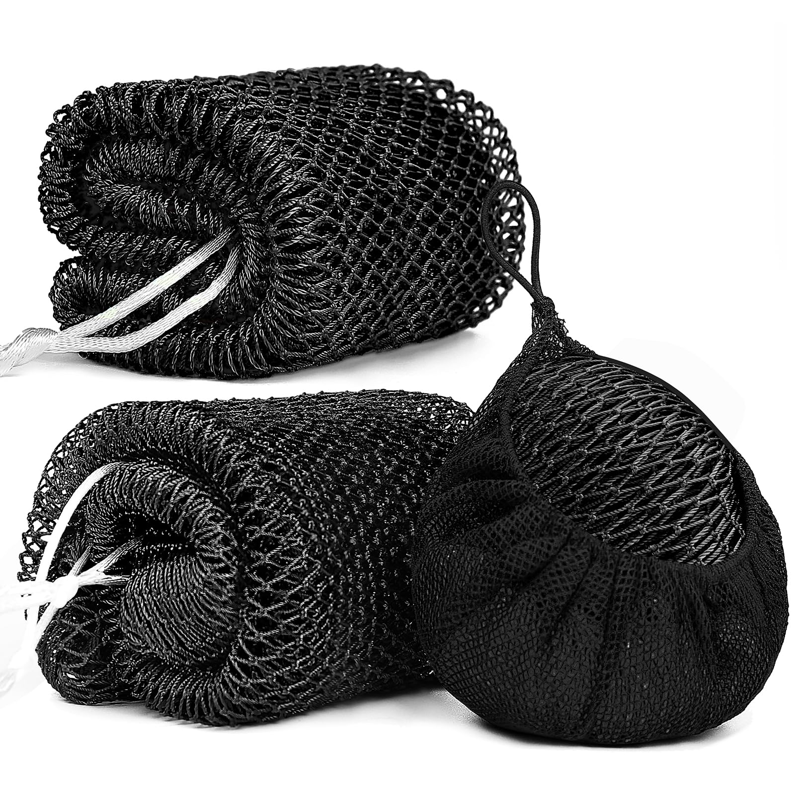 2 Pack African Net Sponge Exfoliating Body Scrubber Bath Sponge for Daily Use (2Black)