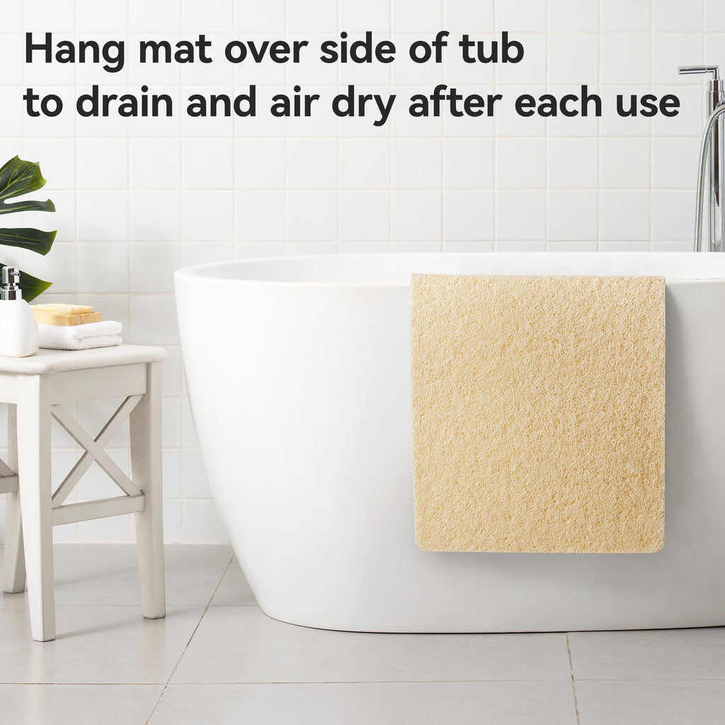 Asvin Soft Textured Bath, Shower, Tub Mat, 24x16 Inch, Phthalate Free, Non Slip Comfort Bathtub Mats with Drain, PVC Loofah Bathroom Mats for Wet Areas, Quick Drying