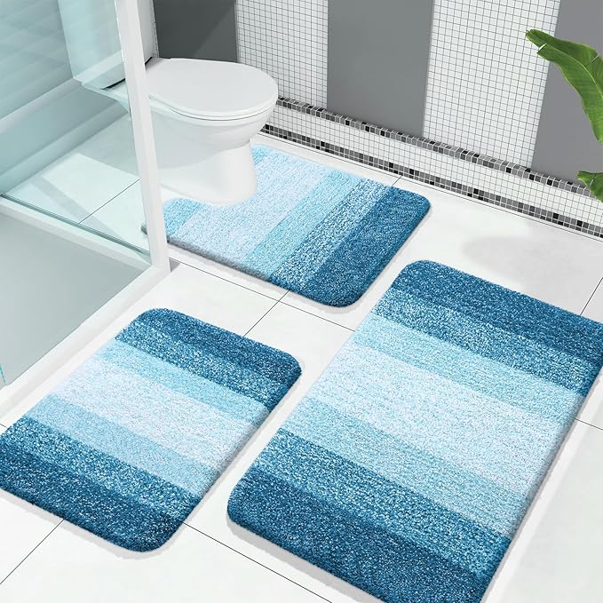 OLANLY Microfiber Bathroom Rugs Sets 3 Piece, 30"x20"+24"x16"+24"x20"