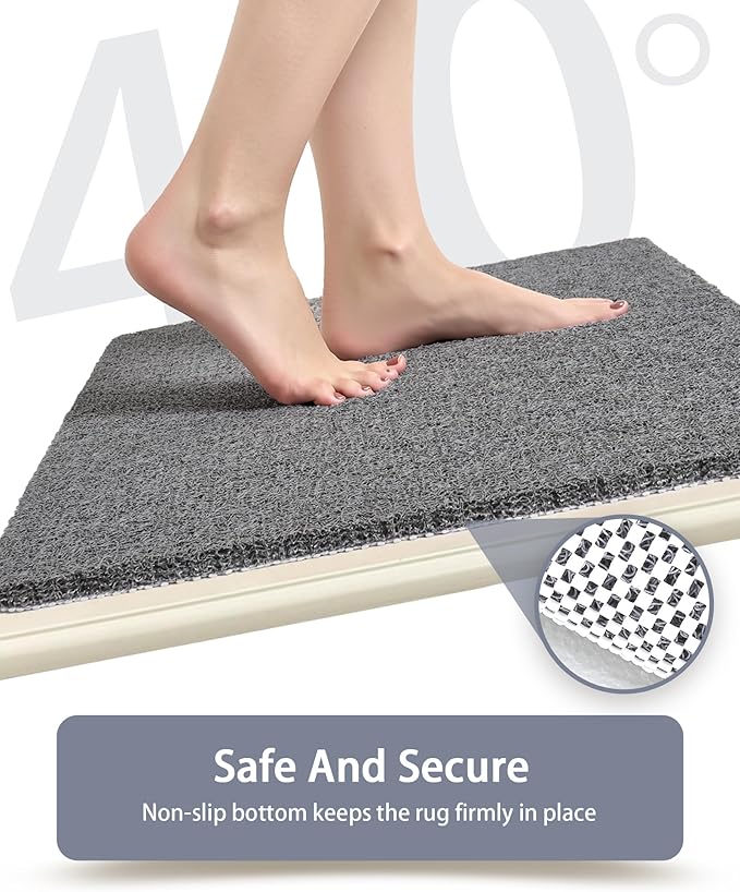Non Slip Shower Mats for Inside Shower, 17x30 Inch, Anti-Slip Bathtub Mats for Bathroom, Foot Scrubber Loofah Bath Mats for Shower, Quick Drying Shower Stall Mats for Wet Areas (Grey)