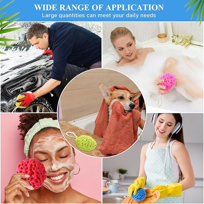 FoldTier 36 Pcs Bath Sponge Deep Cleansing Body Loofah Gentle and Deep Exfoliating Body Scrubber Bath Accessories Men Women Baby Sponge for Bathing Shower (Stylish Color)