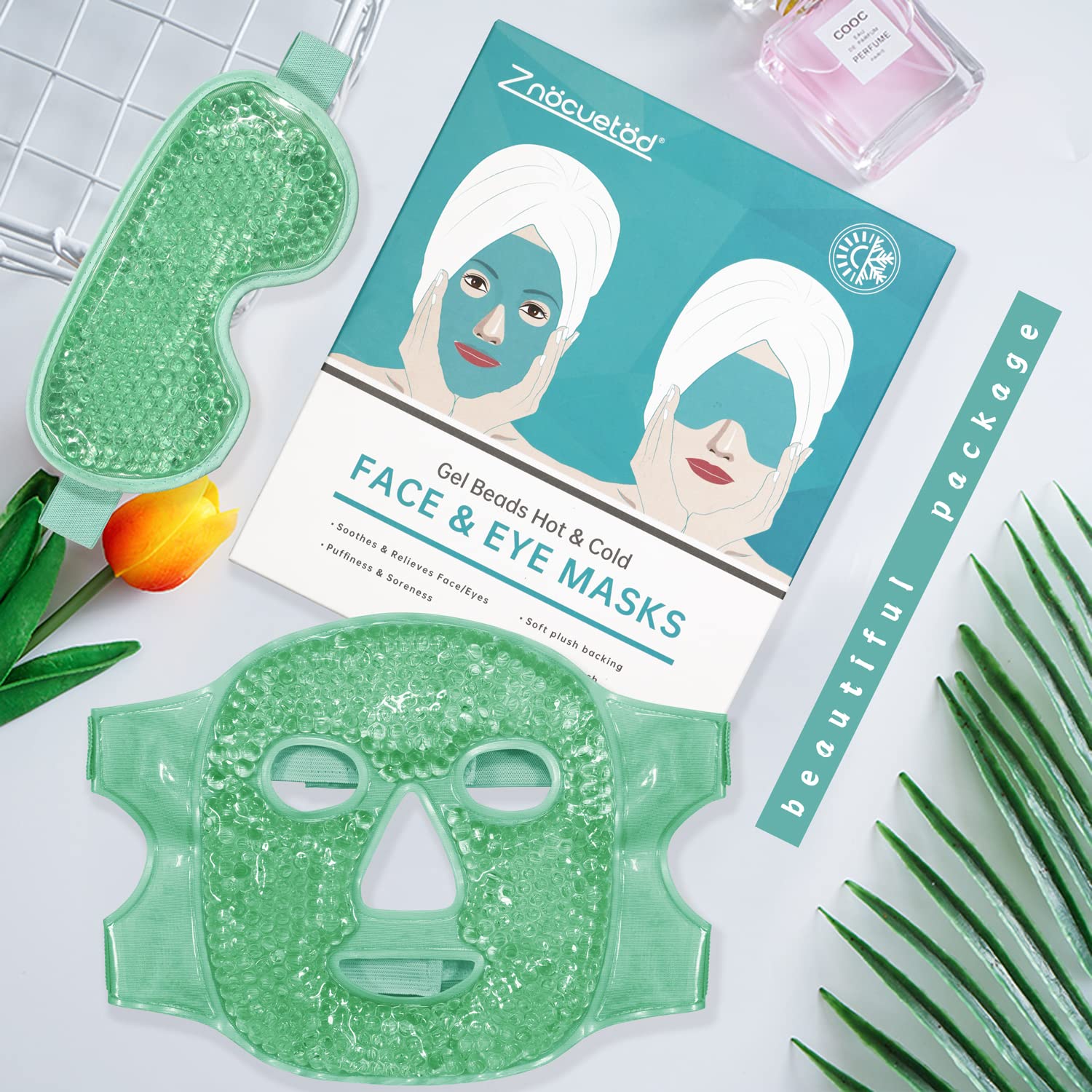 ZNÖCUETÖD Cooling Mask Ice Pack for Face Eye, Hot Cold Compress for Face