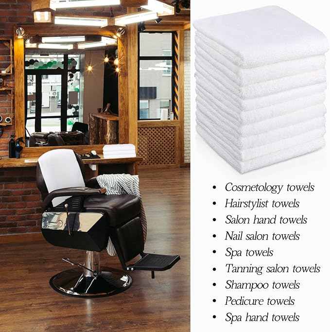 Shimeyao 26 Pcs Salon Bleach Proof Towels Highly Absorbent Hair Towels Hand Facial Cloths Bleach Resistant for Salon Barber Spa Beauty Bath Hair Stylist(White,18 x 30 Inch,Classic)