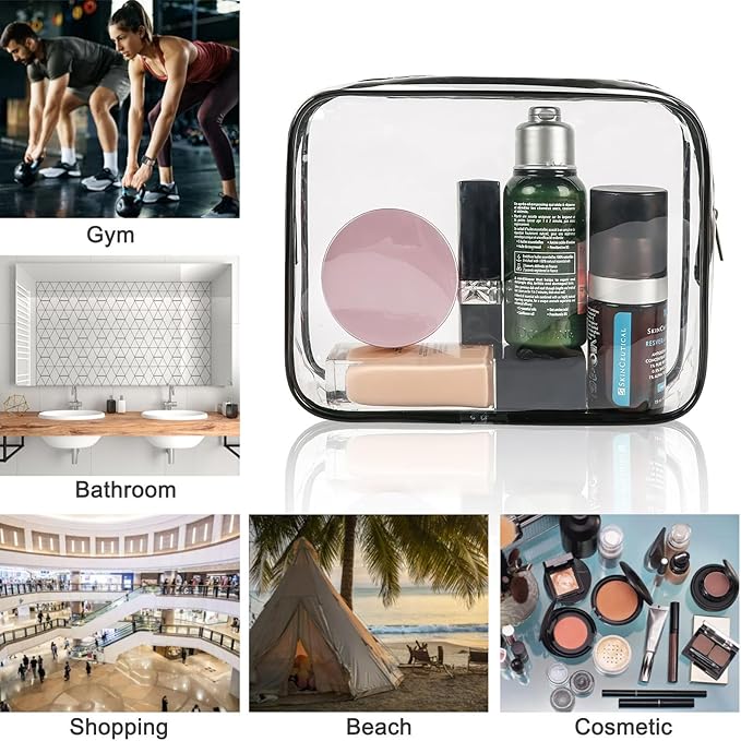 YOQIVEXU 18 Pieces Clear Cosmetics Bag Bulk, TSA Approved Toiletry Bag for Travel, Clear Zippered Cosmetic Makeup Pouch, Waterproof Vinyl Plastic Organizer Case for Vacation Bathroom (Small)