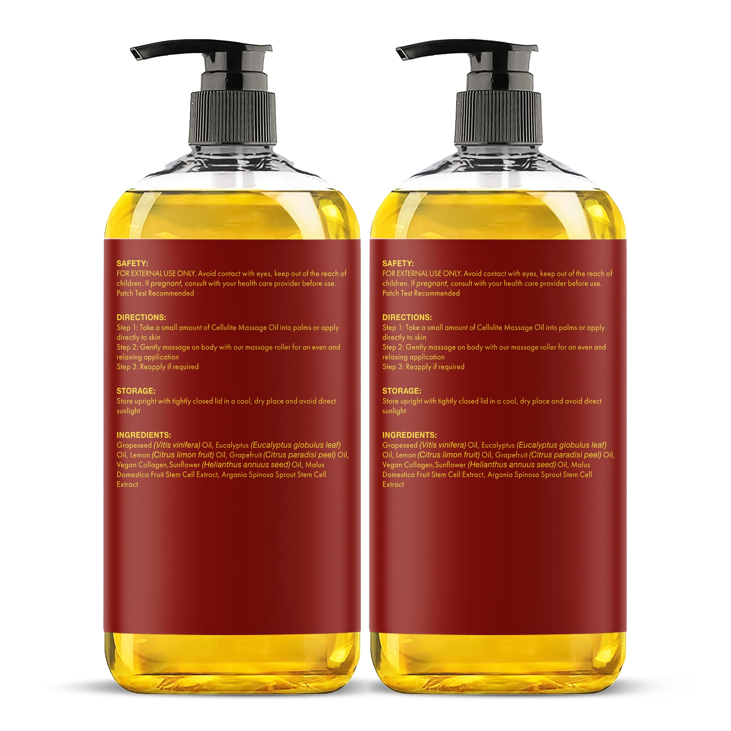 Majestic Pure Cellulite Massage Oil, Toning Body Blend, 8 Fl Oz, 2-Pack