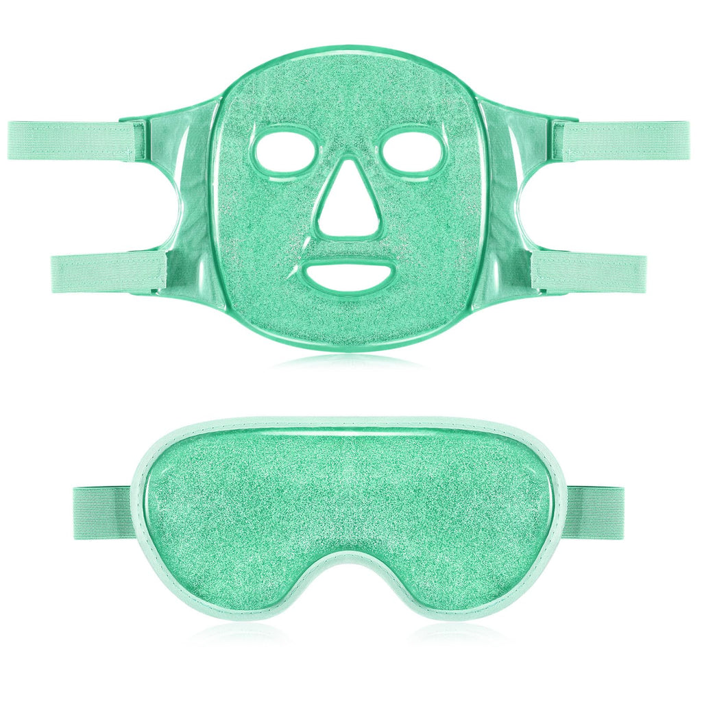 Geyoga Gel Ice Face Eye Mask Cooling Face Eye Masks for Reducing Puffiness, Dark Circles, Redness, Pain Relief, Migraine, Stress, Hot/Cold Pack Compress with Soft Plush Backing(Green)