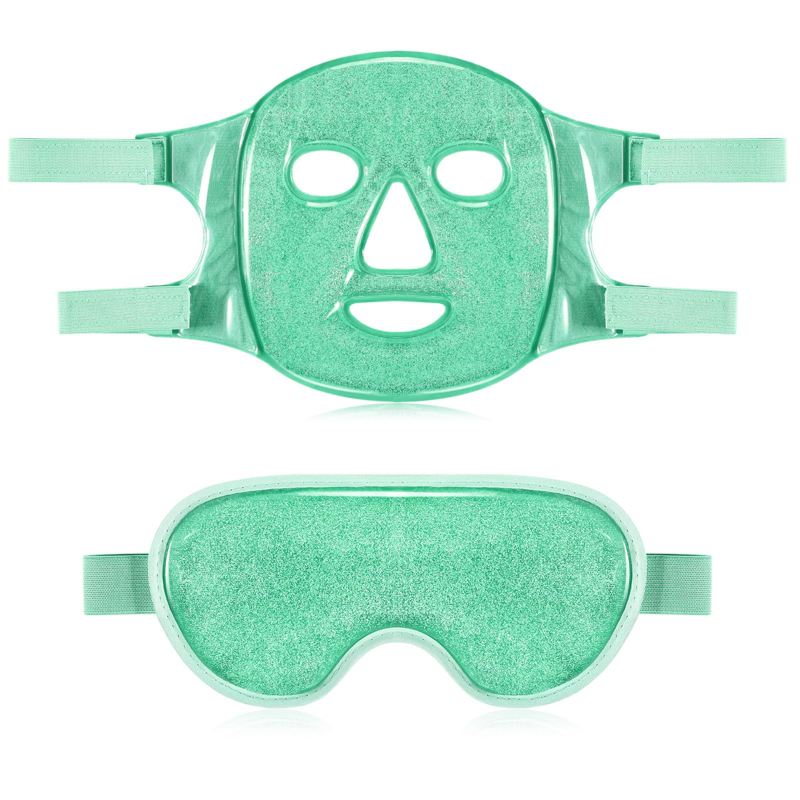 Geyoga Gel Ice Face Eye Mask Cooling Face Eye Masks for Reducing Puffiness, Dark Circles, Redness, Pain Relief, Migraine, Stress, Hot/Cold Pack Compress with Soft Plush Backing(Green)