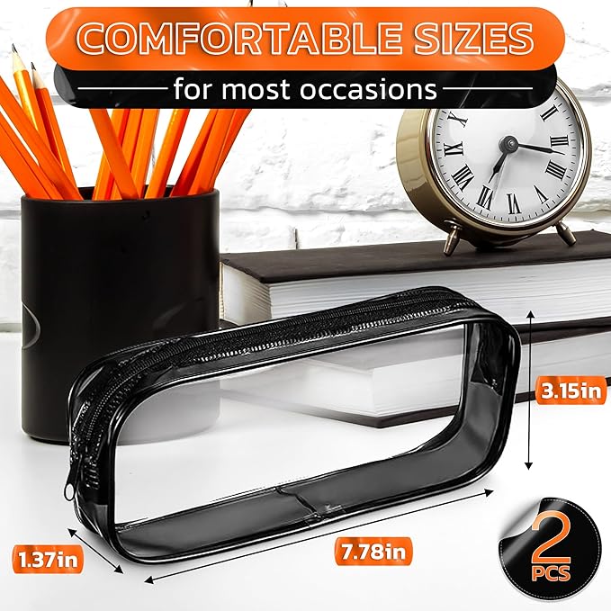 Small Makeup Bag for Purse 7.78" x 3.15" x 1.37" – 2 Pcs Clear Makeup Bags with Zipper – Waterproof Plastic Cosmetic Pouch, Compact Storage for Travel, Daily Organization, and On-the-Go Essentials