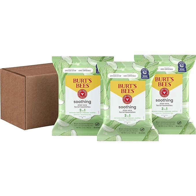 Burt's Bees Soothing Fragrance Free Facial Towelettes, 30 ct.,