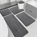 YIHOUSE Bathroom Rugs Set 5 Piece, Memory Foam Bath Mat Dark Grey