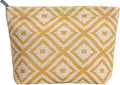 RIKMOXR Parallel Checkered Embroidery Yellow Makeup Bag for Women Girls - Large Capacity Cosmetic Pouch | Travel Toiletry Bag & Purse Organizer