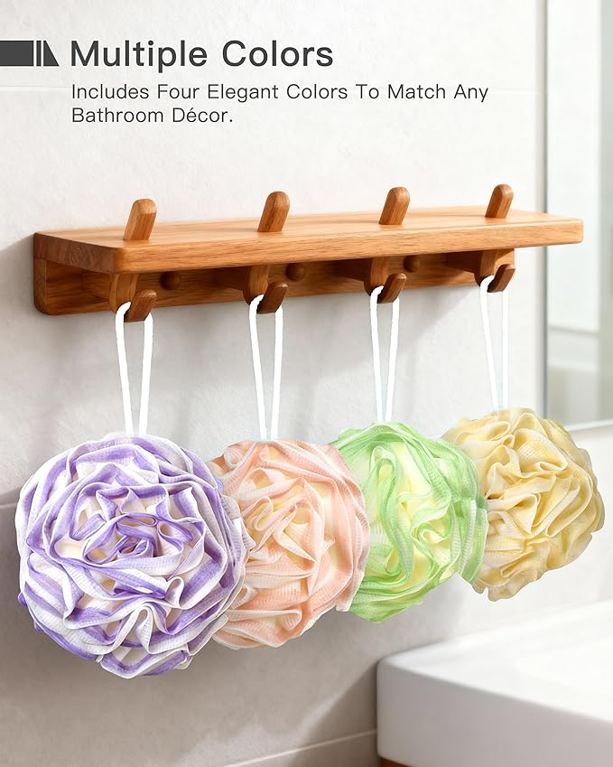 Loofah Sponge 70g, Large Exfoliating Bath Sponge, 4 Pack