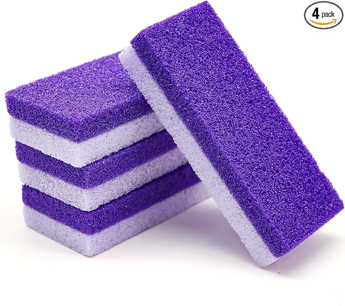 Foot Pumice Stone 4 Pack Pedicure Stone for Feet Pumice Sponge for Feet Callus Remover and Scrubber Double Sided Pedicure Foot Pumice Stone for Feet and Heels Callus and Dead Skins (Purple)