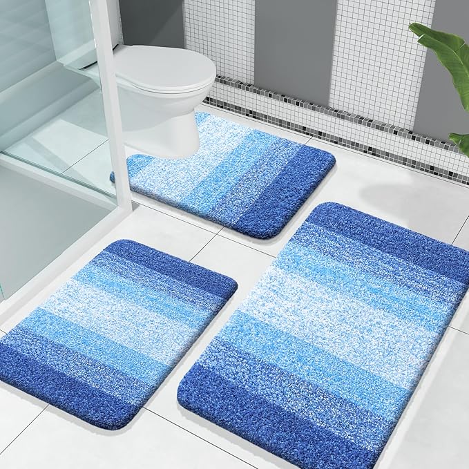 OLANLY Microfiber Bathroom Rugs Sets 3 Piece, 30"x20"+24"x16"+24"x20"