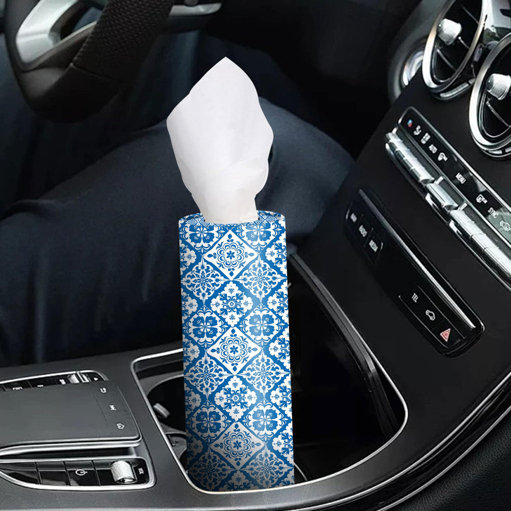 VIYNRAN 4-Pack Car Tissue Cylinders - Retro Boho Pattern, Fits Car Cup Holders, Travel Tissue Tubes with Facial Tissues (Retro Design)