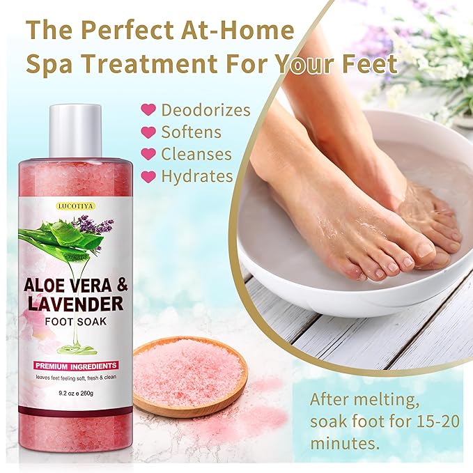 LUCOTIYA Pedicure Kit Foot Spa Soak Set Callus/Cuticle Remover File, Dead Skin Urea Cream for Feet Aloe Lavender Pedicure Supplies for Dry Cracked Feet for Women Men ﻿