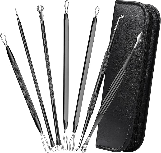 Teenitor 7 in 1 Blackhead Remover Tools, Surgical Grade Pimple Popper Tool Kit, Blackhead Extractor, Pimple Extractor, Black Head Remover