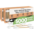 Jenvita 100% Bamboo Cotton Swabs for Ears (5000-Pack) - Perfect for Baby & Personal Care | Double-Tipped Ear Swab Cotton for Makeup & Cleaning | FSC Certified & Hypoallergenic, Made for All Ages & Pet
