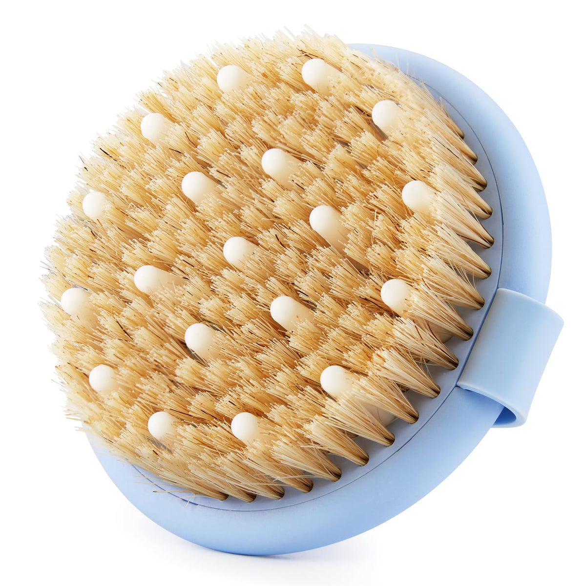 Dry Brushing Body Brush for Massage - Natural Boar Bristle Exfoliating Brush with Massage Nodes for Lymphatic Drainage, Cellulite, Blood Circulation Improving Skin Health for Women Men Elderly(Grey)