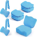 Yerliker 2 Pcs Foldable Hot Tub Booster Seat with Bath Pillow, Inflatable Adjustable Height Spa Cushion with Suction Cups, Weighted Marbles, Extra Thick Bathtub Seat with Back Support