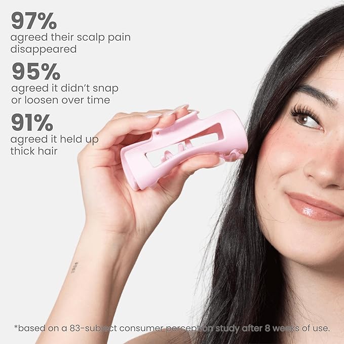 Mello Medium Hair Clip - Flexible Comfort Hair Claw for Women, Strong Hold for Thick & Thin Hair Styling, Durable Material, Matte Non-Slip Finish, Made in Korea, Patent Pending (Pink, Medium)
