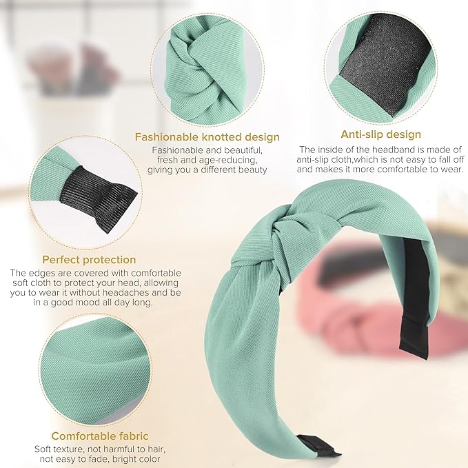 Headbands for Women Girls - 6PCS Stylish Top Knotted Headbands - Knotted Headband for Women - Head Bands Wide Hairband Hair Accessories